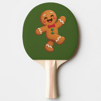 Raquete De Ping Pong Biscoito de Gengibre Feliz Dançando Animação de Na