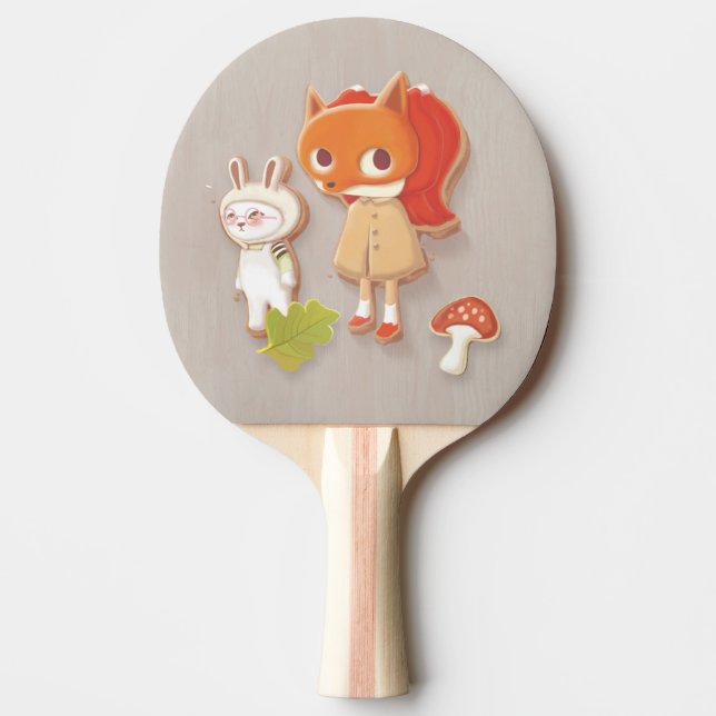 Raquete De Ping Pong Biscoitos decorados com animais de madeira (Frente)