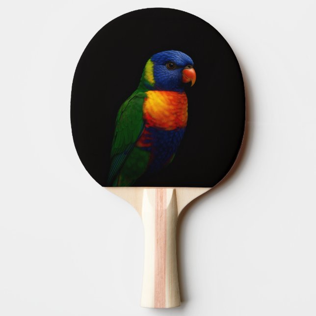 Raquete De Ping Pong Black 4 Luxe ping pong paddle, Lorikeet Parrot (Verso)