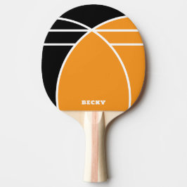 Raquete De Ping Pong Black and Bright Orange Personalized