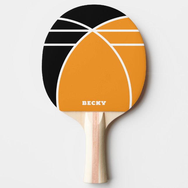 Raquete De Ping Pong Black and Bright Orange Personalized (Frente)