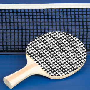 Raquete De Ping Pong Black and White Houndstooth by Shirley Taylor