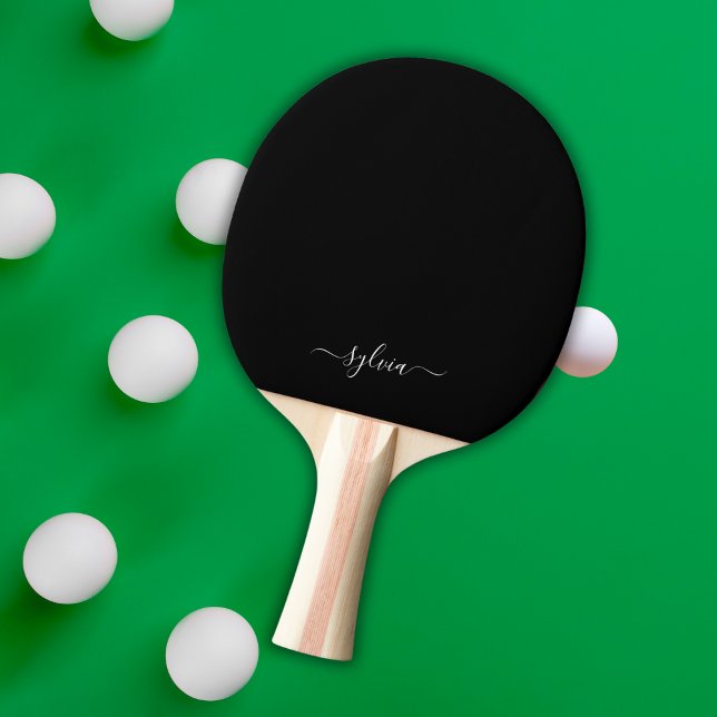 Raquete De Ping Pong Black Modern Girly Monographic Name (Black Monogram Ping Pong paddle)