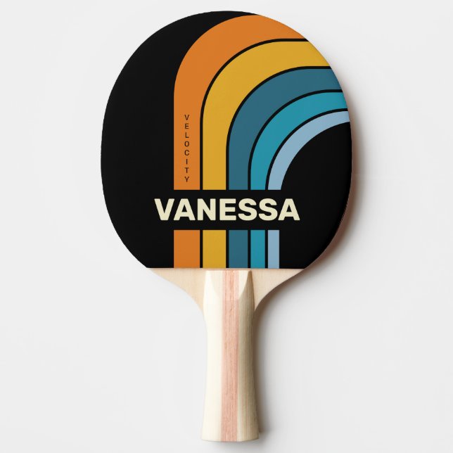 Raquete De Ping Pong Black Rainbow Arch with Name (Frente)