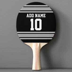 Raquete De Ping Pong Black Silver Sports Jersey com seu nome e número
