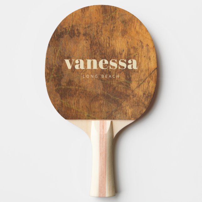 Raquete De Ping Pong Bloco de Corte Minimal Moderno Clássico Nome (Frente)