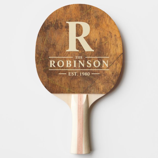 Raquete De Ping Pong Bloco de Corte Sobrenome & Inicial (Frente)