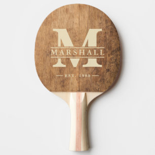 Raquete De Ping Pong Bloco de Corte Vintage Sobreposição de Monograma e