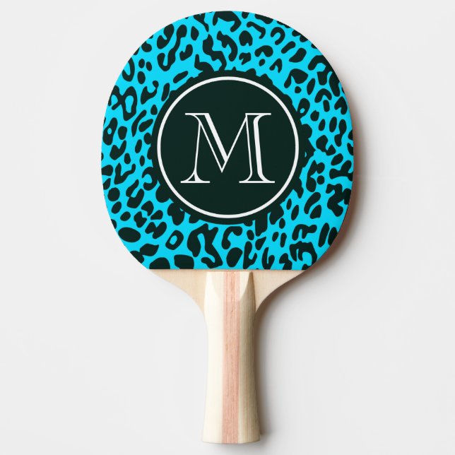 Raquete De Ping Pong Blue Leopard Print (Frente)