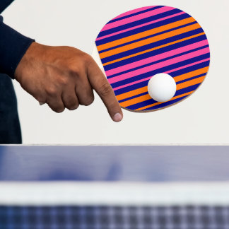 Raquete De Ping Pong Blue Orange Pink Vertical Stripes Design