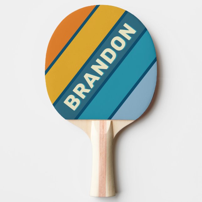 Raquete De Ping Pong Blue Sun Bold Striped with Name (Frente)