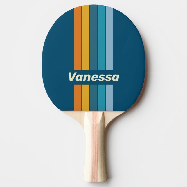 Raquete De Ping Pong Blue Sun Pin Striped with Name (Frente)