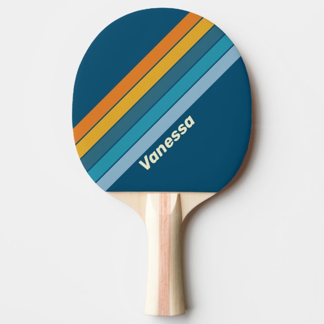 Raquete De Ping Pong Blue Sun Striped with Name (Frente)