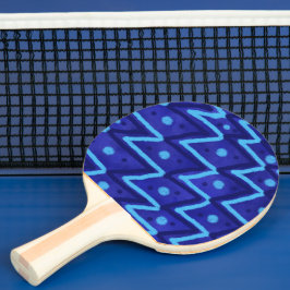 Raquete De Ping Pong Blue Zig Zags Dots Funky Pattern