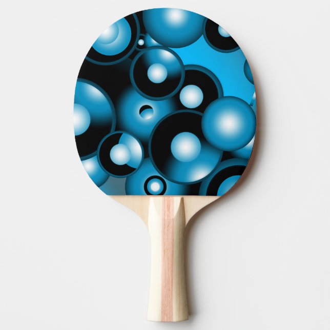 Raquete De Ping Pong Blues Circular Concentric Abstrato Art Orbital (Frente)