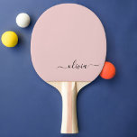 Raquete De Ping Pong Blush Dusty Pink Modern Script Girly Monograma Nom<br><div class="desc">Pino Pino Pino do Nome do Monograma do Script Rosa Pincelado Pincelado. Isto faz o doce e perfeito aniversário de 16 anos,  casamento,  chá de panela,  aniversário,  chá de fraldas ou festa de solteira presente para alguém que ama luxo de luxo e estilos quíticos.</div>
