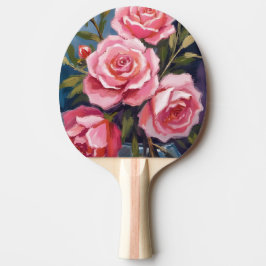 Raquete De Ping Pong Blush Pink Rose Bouquet Painted