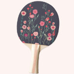 Raquete De Ping Pong Boho Dark Floral Modern<br><div class="desc">Pintura botânica moderna. Bonito arte floral cor-de-rosa sobre fundo de cinza escuro. Arte original de Nic Squirrell.</div>