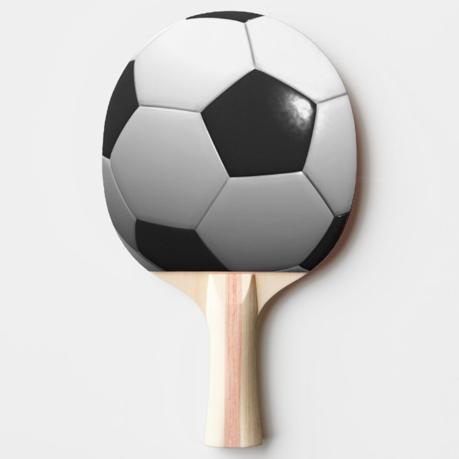Raquete De Ping Pong Bola De Futebol Preta E Branca, (Frente)