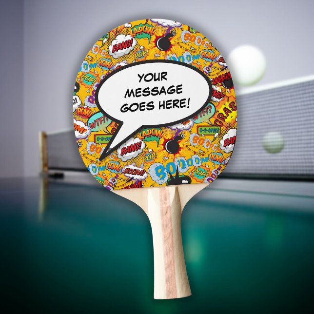 Raquete De Ping Pong Bolha Personalizada de Discurso Personalizada do L (Modern Funny Comic Book Personalized Speech Bubble Ping Pong Paddle)