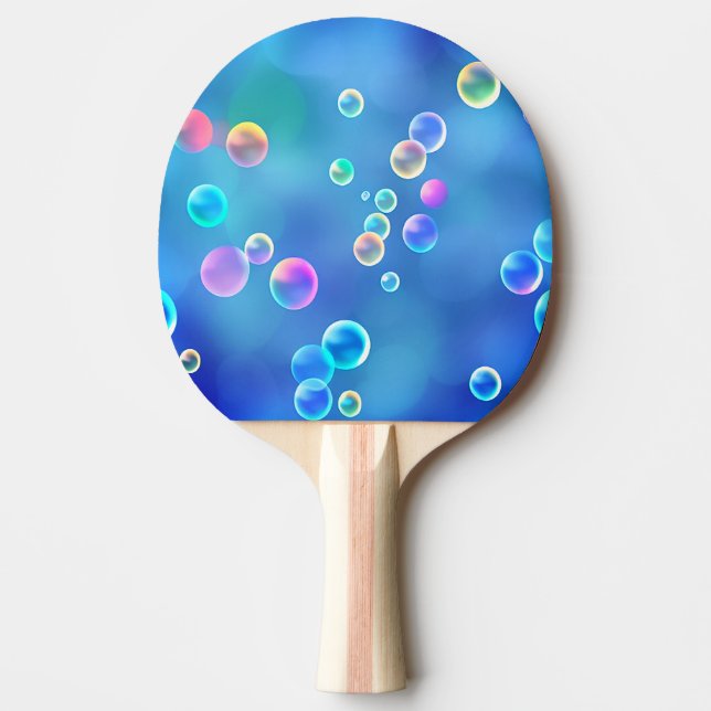Raquete De Ping Pong Bolhas azuis fantasmas pingue-pongue (Frente)