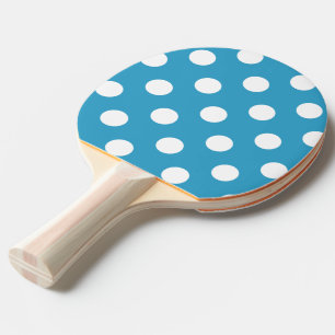 Raquete De Ping Pong Bolinhas brancas no fundo azul de peacock
