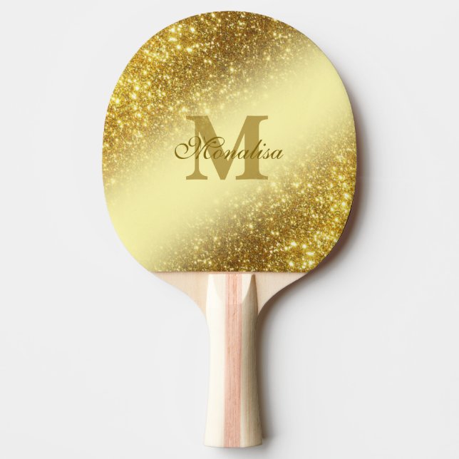 Raquete De Ping Pong Bolsa personalizado com brilho de ouro (Frente)