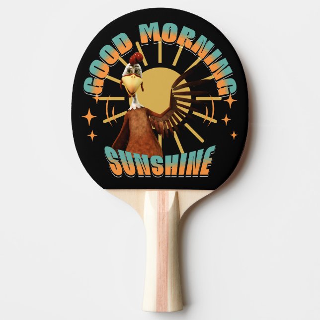 Raquete De Ping Pong Bom Dia Sol Risada de Galo (Frente)