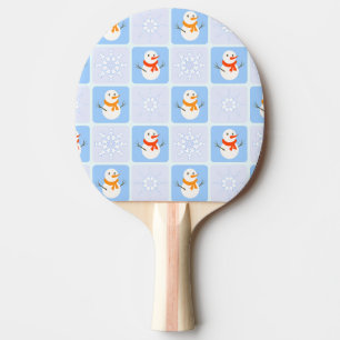 Raquete De Ping Pong Boneco de neve e flocos de neve xadrez de inverno