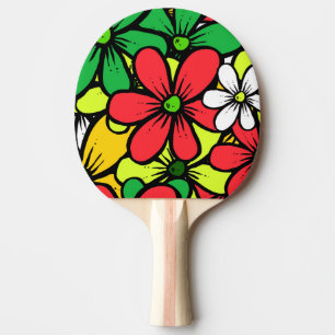 Raquete De Ping Pong Bonito Agrupamento Brilhante de Flores de Verão
