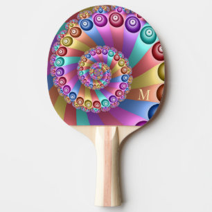 Raquete De Ping Pong Bonito arco-íris Colores Abstrato Fractal Monogram