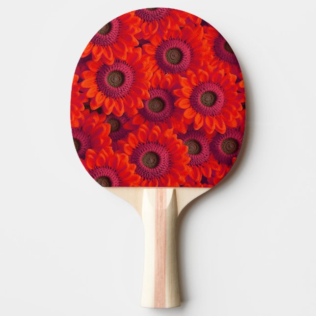 Raquete De Ping Pong Bonito flor vermelha (Frente)