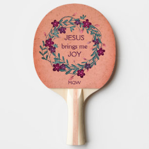Raquete De Ping Pong Bonito Floral JESUS ME TRAZ JOY Monograma