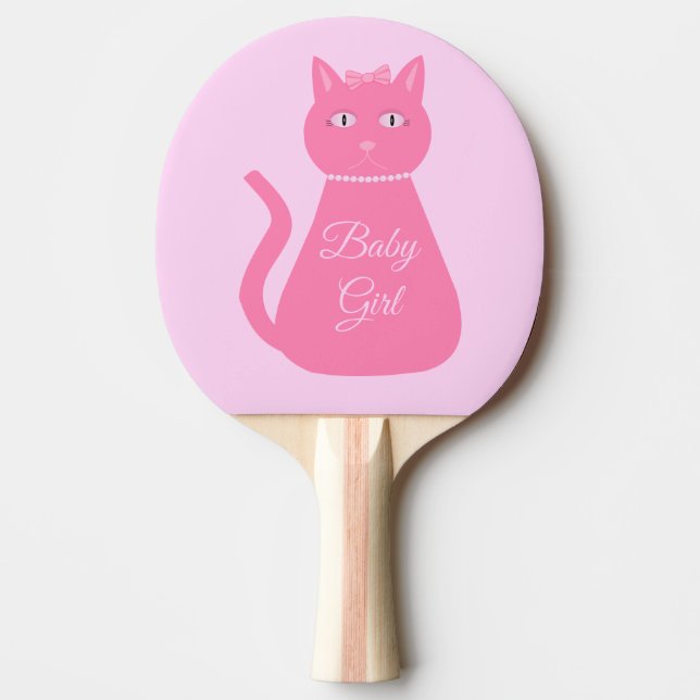 Raquete De Ping Pong Bonito Gato De Bebê Rosa (Frente)