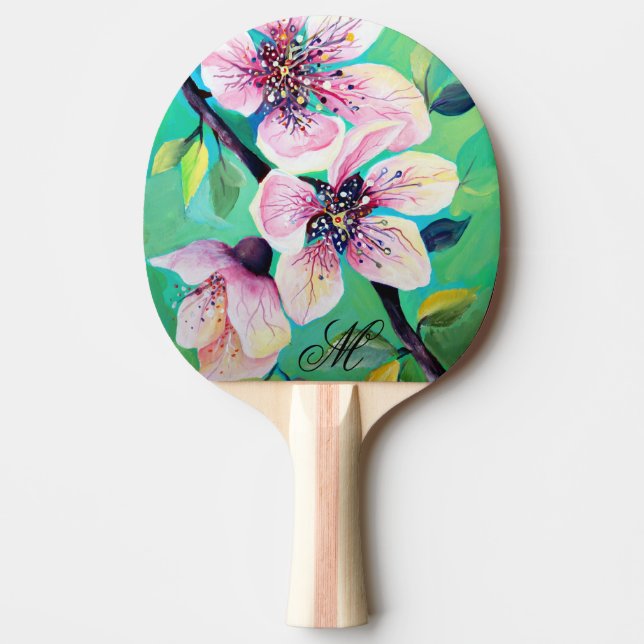 Raquete De Ping Pong Bonito Monograma da árvore de cereja Sakura japone (Frente)