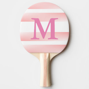 Raquete De Ping Pong Bonito tiras rosa de Pastel em P branco personaliz