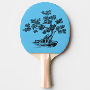 Raquete De Ping Pong Bonsai - Estilo Chinês - Saco de Tote preto e bran