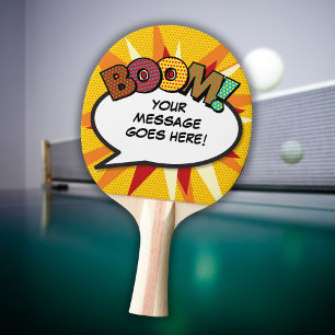 Raquete De Ping Pong BOOM Bolha de Fala Personalizada Divertida Legal