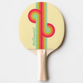 Raquete De Ping Pong Borboleta de Creme com Nome e Listras em Loop