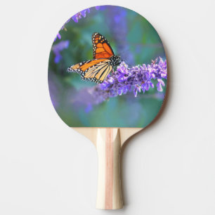 Raquete De Ping Pong Borboleta Monarca na Flor Lilás Roxo