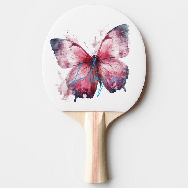 Raquete De Ping Pong Borboleta Rosa Esperança Inspiradora (Frente)