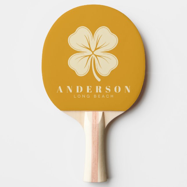 Raquete De Ping Pong Botão de Ouro Queimado Trevo de Quatro Folhas com  (Frente)