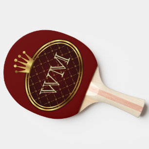 Raquete De Ping Pong Botão RETRO CROWNS DOURADOS + seu monograma