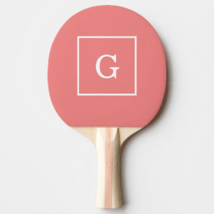 Raquete De Ping Pong Branco coral claro monograma inicial quadro