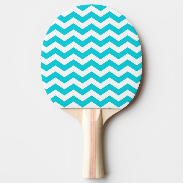 Raquete De Ping Pong Branco e teste padrão de ziguezague do Aqua (Frente)