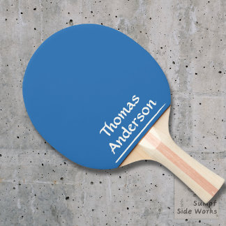 Raquete De Ping Pong Branco moderno minimalista em azul