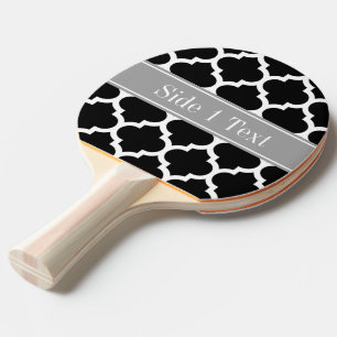 Raquete De Ping Pong Branco preto marroquino #5 Nome da Cinza Escura Mo