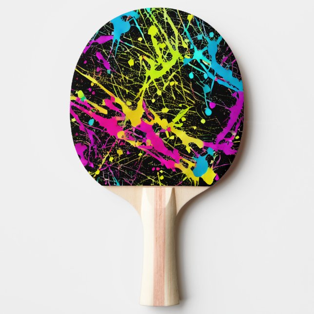 Raquete De Ping Pong Bright Neon Paint Splatter (Frente)