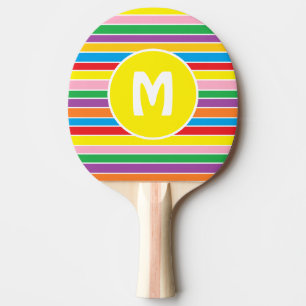 Raquete De Ping Pong Brilhante Arco-íris Colorido Listrado Monogramado