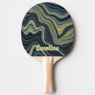 Raquete De Ping Pong Brilhante Brilhante Brilhante Marble Azul Monogram